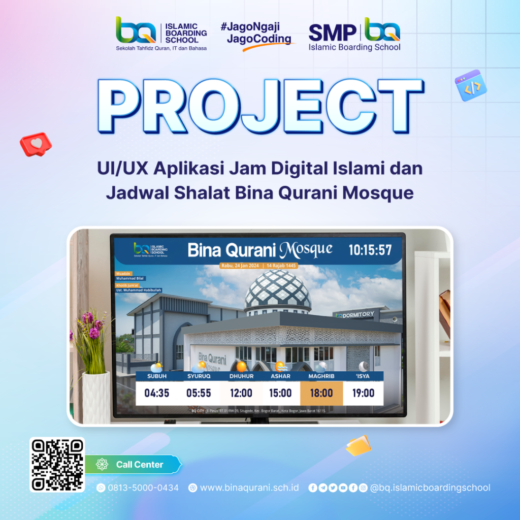 UI/UX Aplikasi Jam Digital Islami dan Jadwal Shalat Bina Qurani Mosque