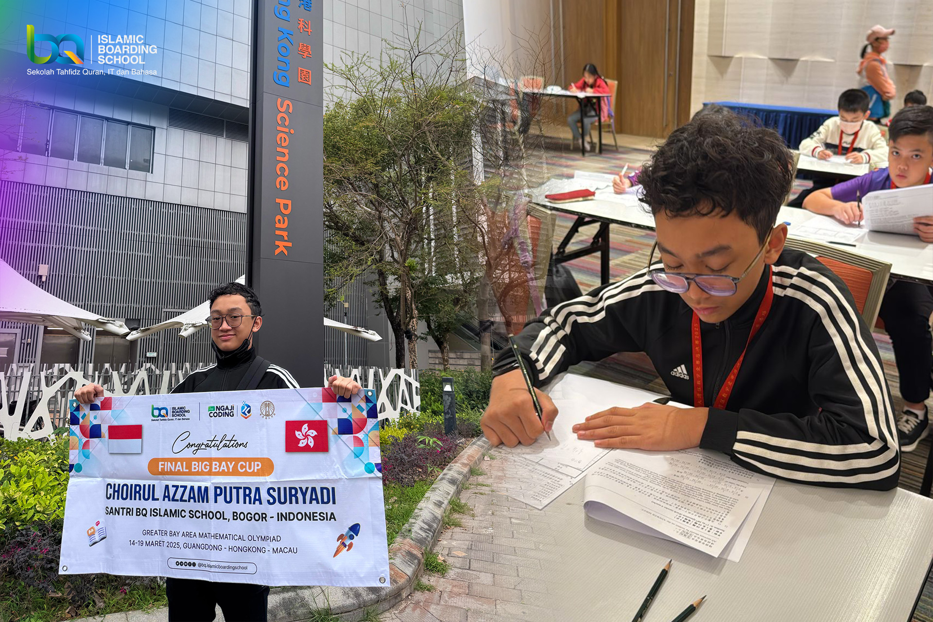 Choirul Azzam Putra Suryadi mengerjakan soal olimpiade matematika di Hongkong